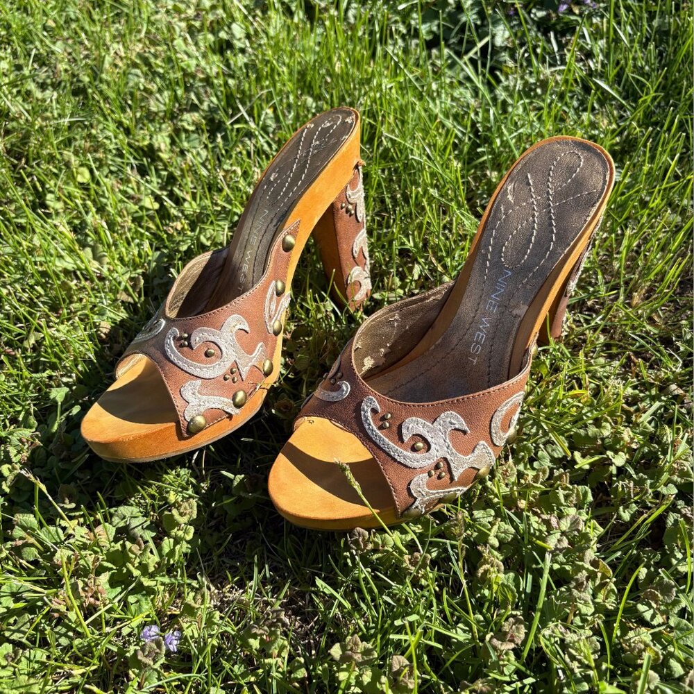Y2K Vintage Nine-West Krysta Wood Heels